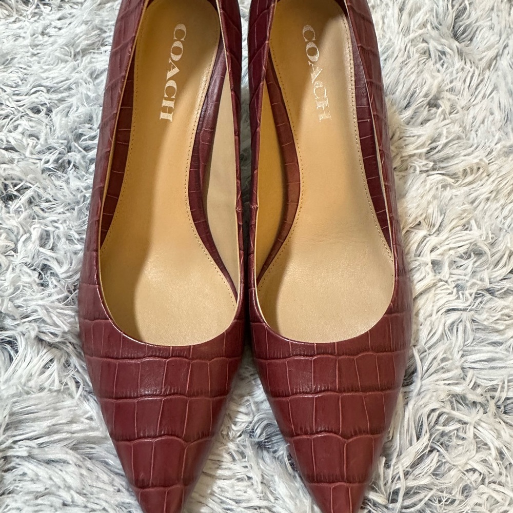 Burgundy Crocodile Coach Heels, Size 10, Great Condition